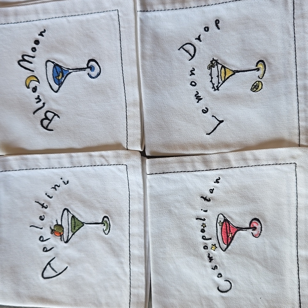 Pottery Barn Embroidered Cocktail Napkin Set